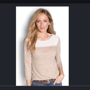 Orvis Slub--Linen Colorblock ¾ Sleeve Tee